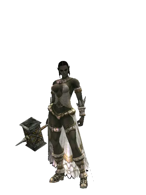 Big Hammer on a female Orc fighter, front view