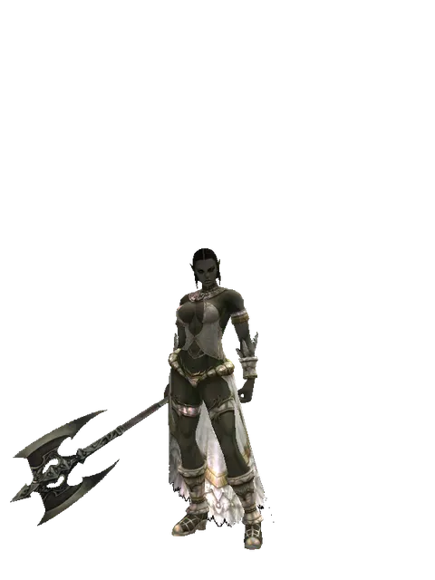 Deadman's Glory on a female Orc fighter, front view
