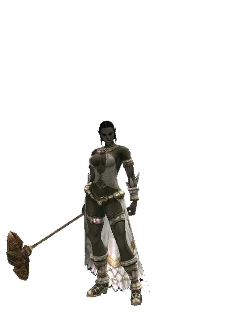 Doom Hammer on a female Orc fighter, front view