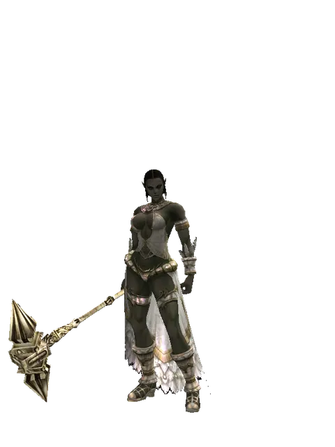 Dwarven War Hammer on a female Orc fighter, front view
