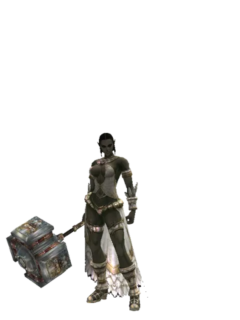 Dynasty Cudgel on a female Orc fighter, front view