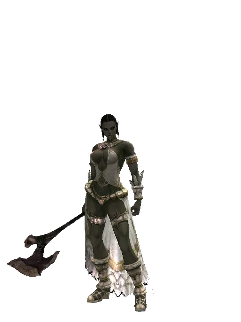 Heavy Bone Club on a female Orc fighter, front view