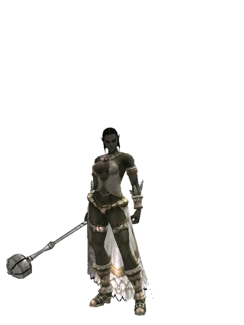 Heavy Mace on a female Orc fighter, front view