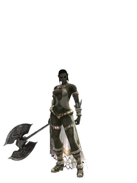 Heavy War Axe on a female Orc fighter, front view