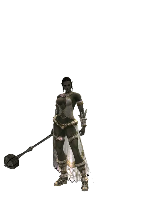 Improved Flanged Mace on a female Orc fighter, front view