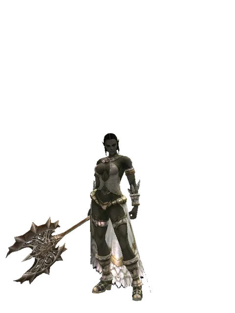 Infinity Axe on a female Orc fighter, front view
