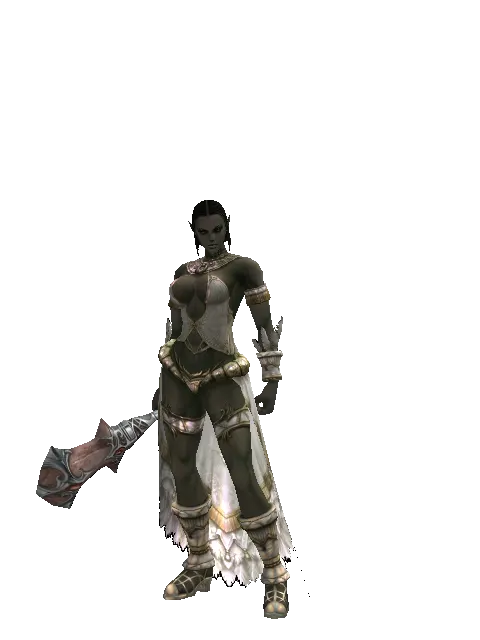 Kaim Vanul's Bones on a female Orc fighter, front view