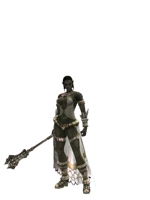 Mace of Miracle on a female Orc fighter, front view