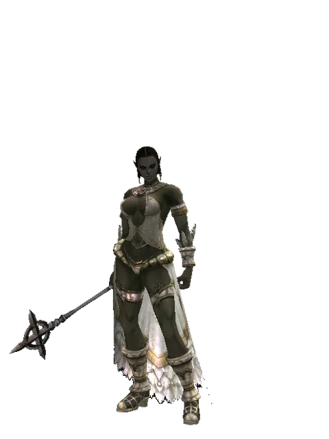 Mace of Prayer on a female Orc fighter, front view