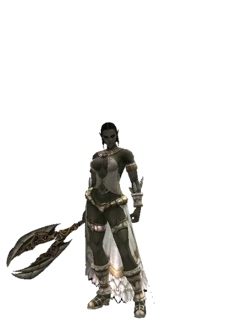 Mace of the Underworld on a female Orc fighter, front view