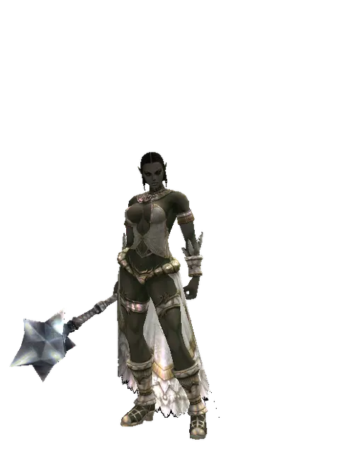 Meteor Shower on a female Orc fighter, front view