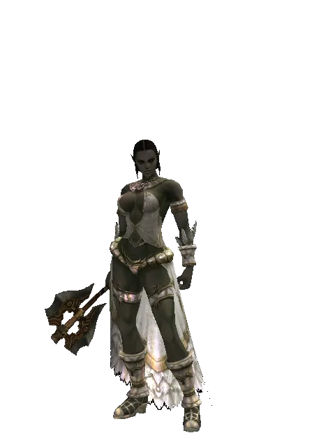 Nirvana Axe on a female Orc fighter, front view
