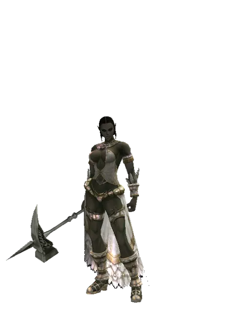 Scalpel on a female Orc fighter, front view