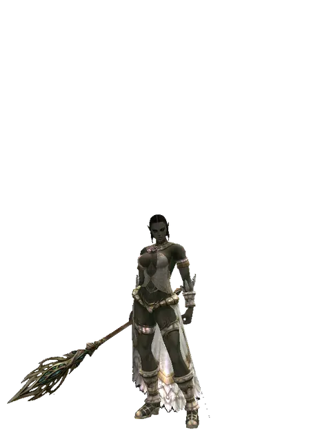 Staff of Life on a female Orc fighter, front view