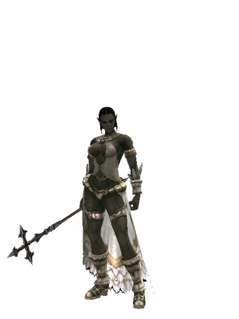 Stick of Faith on a female Orc fighter, front view