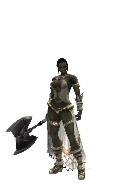 War Axe on a female Orc fighter, front view