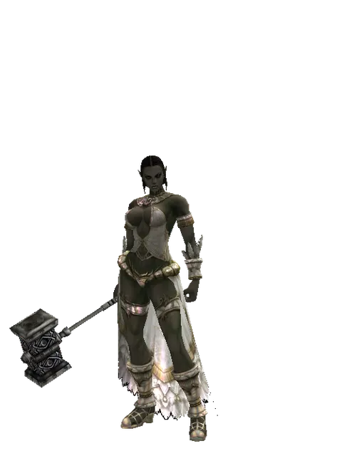 Work Hammer on a female Orc fighter, front view