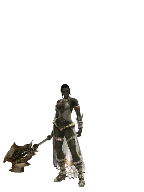 Yaksa Mace on a female Orc fighter, front view