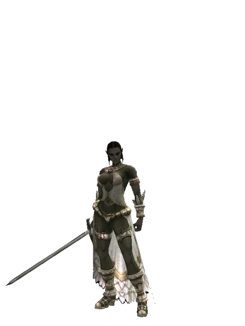 Bastard Sword on a female Orc fighter, front view