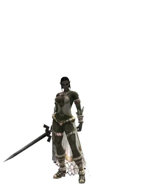 Blood Saber on a female Orc fighter, front view