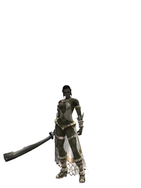 Crimson Sword on a female Orc fighter, front view