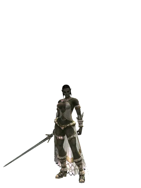Elven Sword on a female Orc fighter, front view
