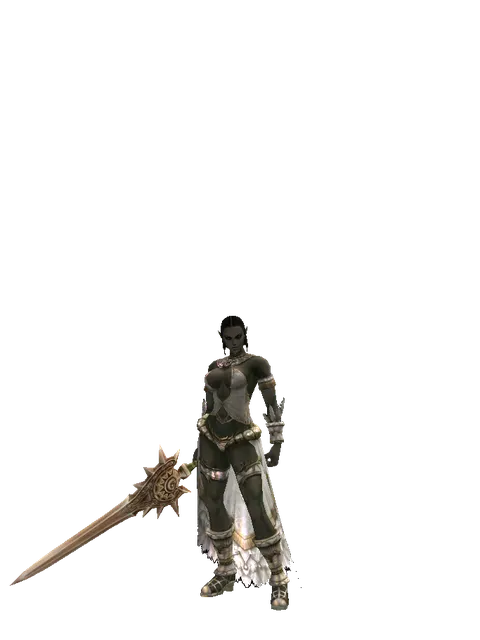 Forgotten Blade on a female Orc fighter, front view