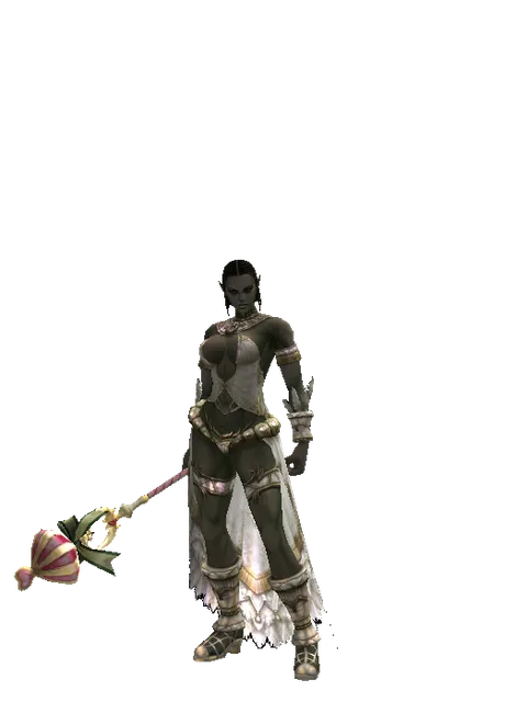 Gatekeeper Transformation Stick on a female Orc fighter, front view
