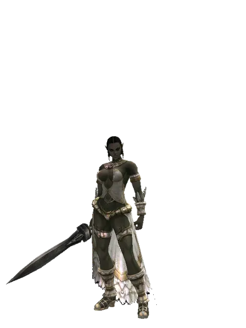 Gladius on a female Orc fighter, front view