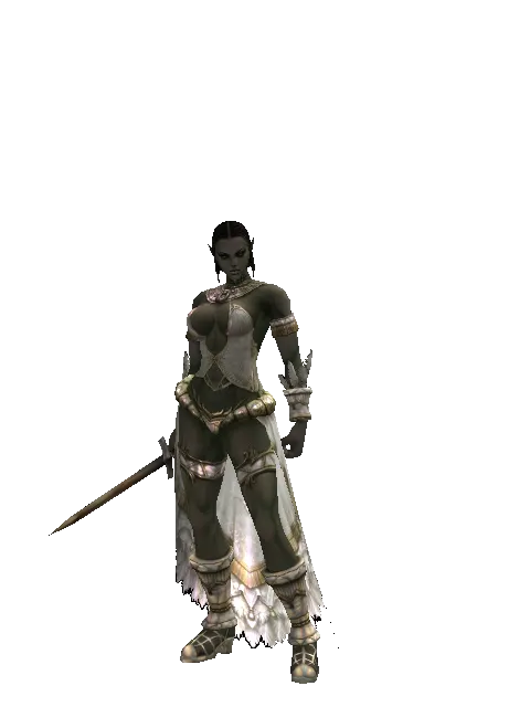 Handmade Sword on a female Orc fighter, front view