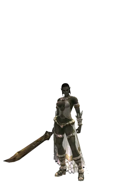 Improved Falchion on a female Orc fighter, front view