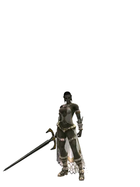 Knight's Sword on a female Orc fighter, front view