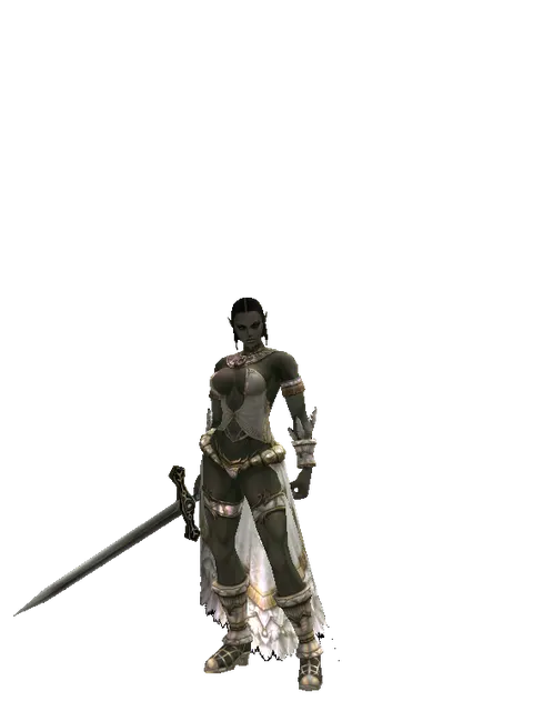 Long Sword on a female Orc fighter, front view