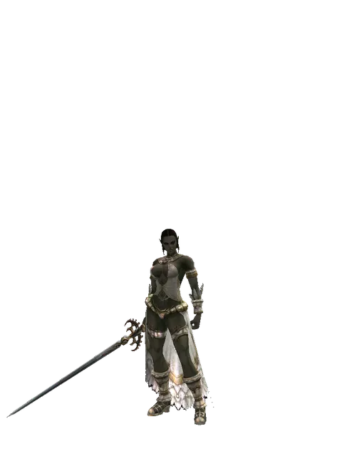 Raid Sword on a female Orc fighter, front view
