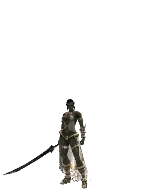 Samurai Longsword on a female Orc fighter, front view