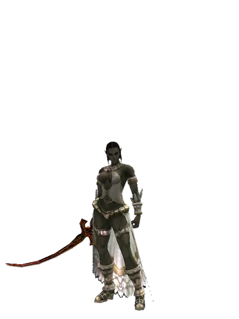 Shamshir on a female Orc fighter, front view