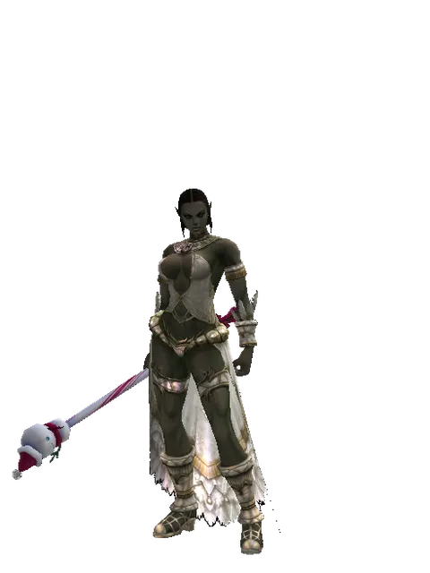 Snowman Transformation Stick on a female Orc fighter, front view