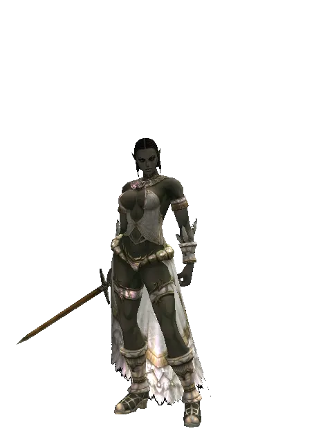 Squire's Sword on a female Orc fighter, front view