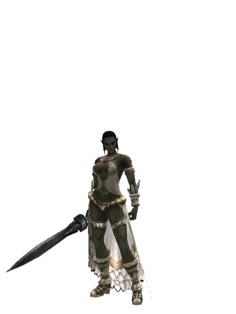 Sword of Binding on a female Orc fighter, front view