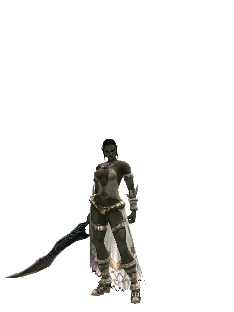 Sword of Limit on a female Orc fighter, front view