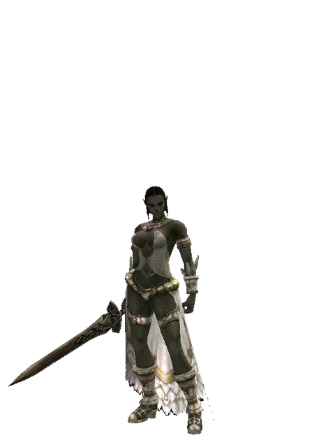 Sword of Magic on a female Orc fighter, front view