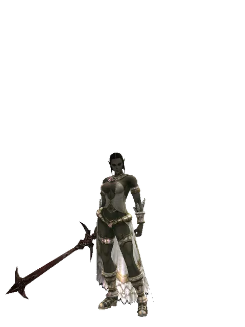 Sword of Nightmare on a female Orc fighter, front view