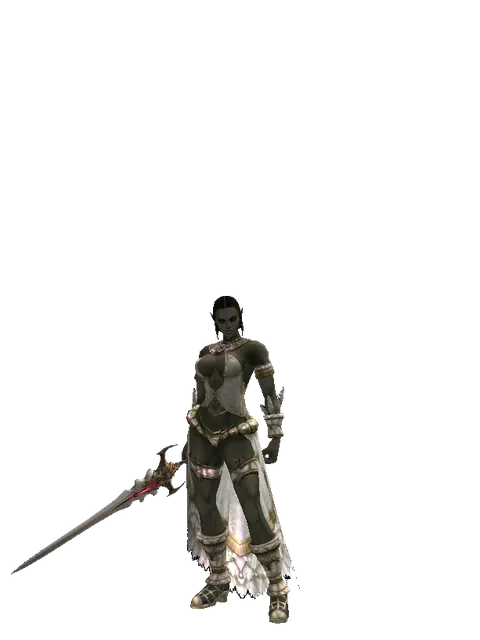 Vesper Mage Sword on a female Orc fighter, front view