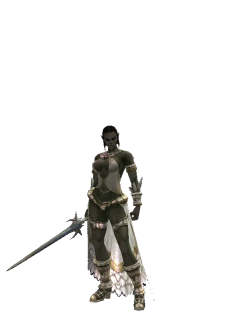 Wizard's Tear on a female Orc fighter, front view