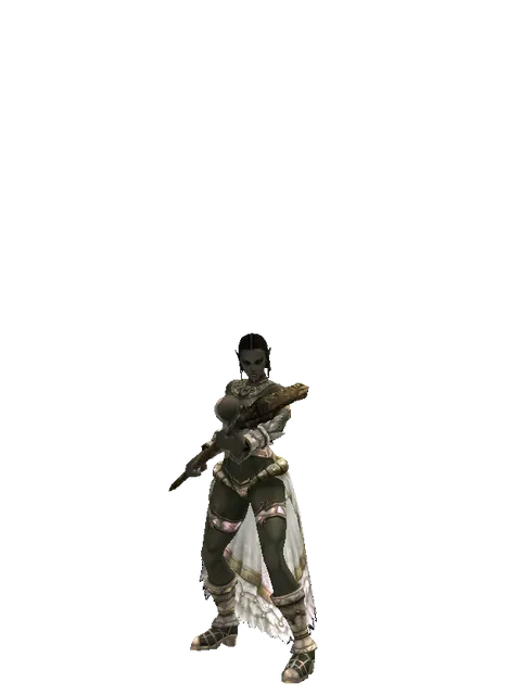 Apprentice Adventurer's Staff on a female Orc fighter, front view