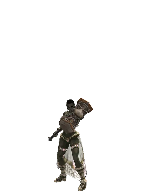 Atuba Hammer on a female Orc fighter, front view