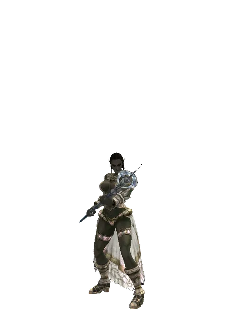 Crystal Staff on a female Orc fighter, front view