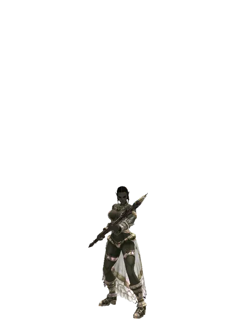 Dasparion's Staff on a female Orc fighter, front view