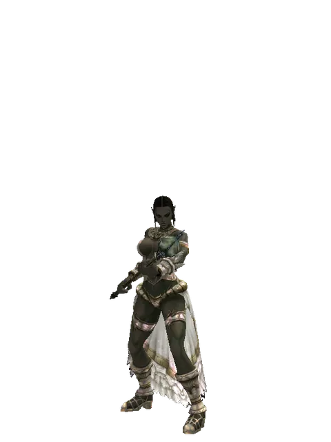 Deadman's Staff on a female Orc fighter, front view