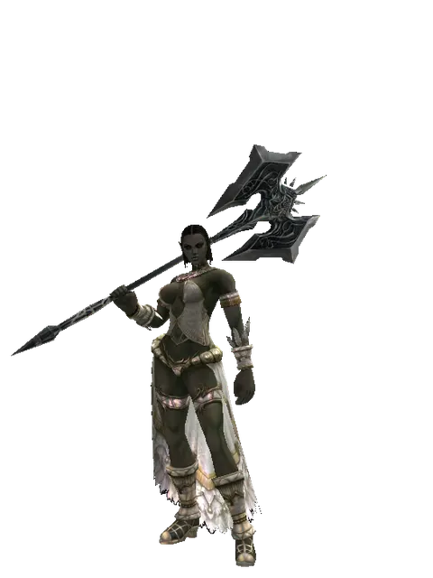 Doom Crusher on a female Orc fighter, front view